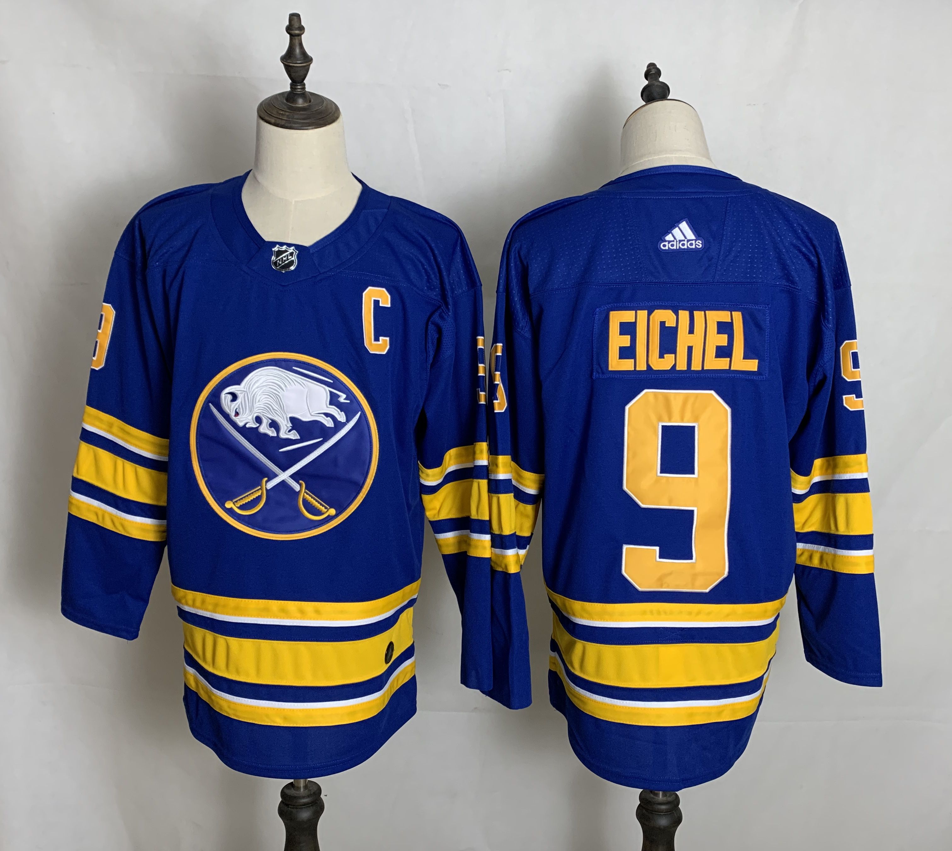 Men Buffalo Sabres 9 Eichel Blue Authentic Stitched 2020 Adidias NHL Jersey